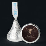 Rustic Western Bull Skull Country Texture Wedding Hershey®'s Kisses®<br><div class="desc">Rustic bull cow skull western cowboy country rodeo wedding dinner reception favor treats. Custom brown texture farmhouse style Hershey's kisses. Old wild west vintage antique inspired. Cool,  trendy farm animal design candy for guests. Personalize your text. Image copyright Marg Seregelyi Photography.</div>