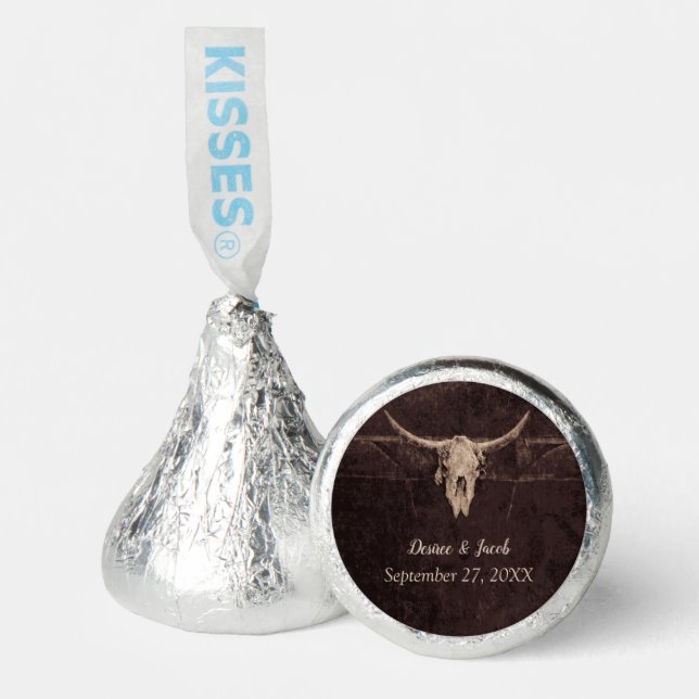 Rustic Western Bull Skull Country Texture Wedding Hershey®'s Kisses® (Front)