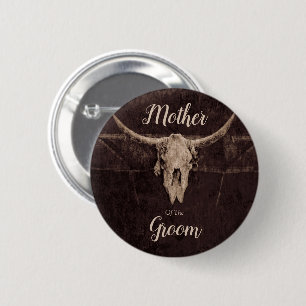 Rustic Western Bull Skull Wedding Country Texture Button