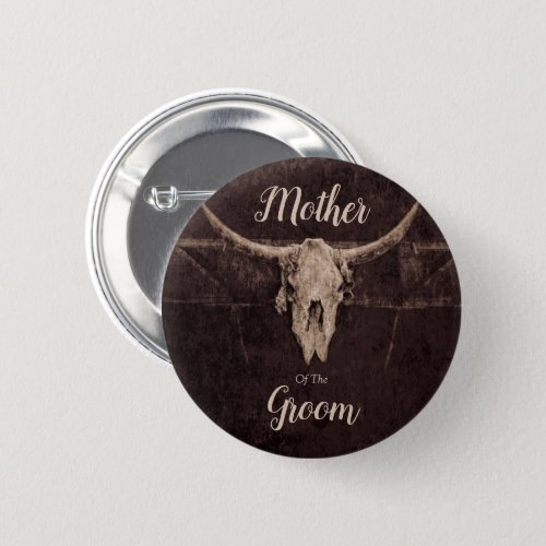 Rustic Western Bull Skull Wedding Country Texture Button