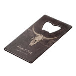 Rustic Western Bull Skull Wedding Country Texture Credit Card Bottle Opener at Zazzle