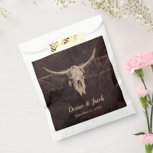 Rustic Western Bull Skull Wedding Country Texture Favor Bag