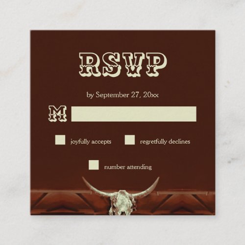 Rustic Western Bull Skull Wedding RSVP Enclosure Card