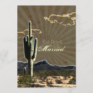 Rustic western cactus wedding Rehearsal Dinner Invitation