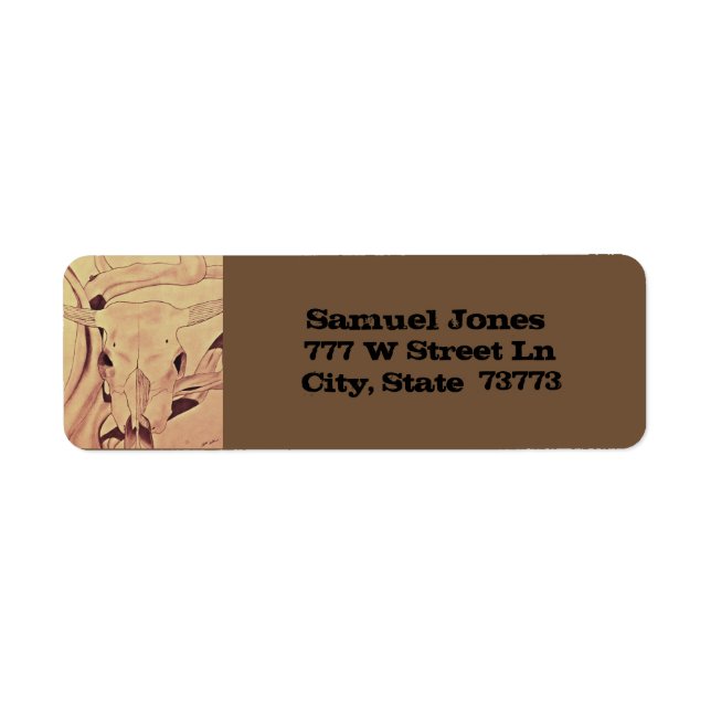 Rustic Western Cattle Skull Label (Front)