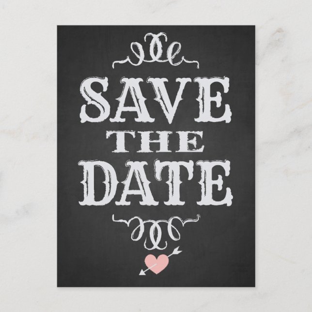 Rustic Western Chalkboard Save the Date Postcard (Front)
