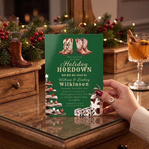 Rustic Western Christmas Boots Holiday Hoedown  Invitation