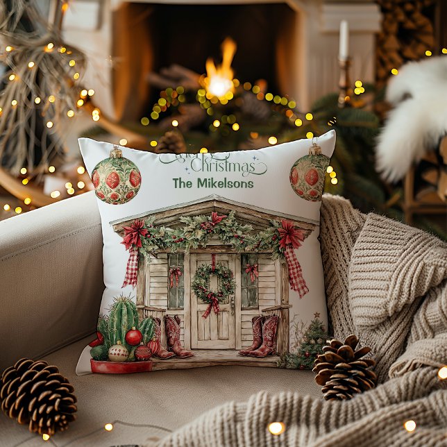 Rustic Western Christmas  Throw Pillow (Creator Uploaded)