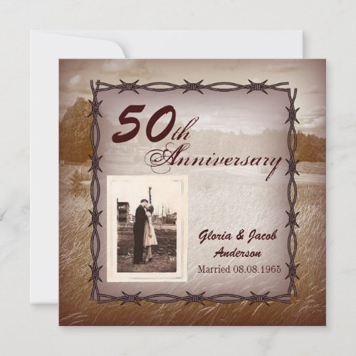 Rustic Western Country 50th Anniversary Party Personalized Announcements