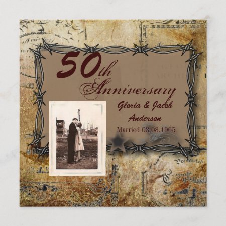 Rustic Western Country 50th Wedding Anniversary Invitation