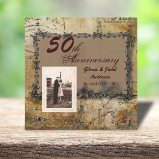 rustic western country 50th wedding anniversary invitation