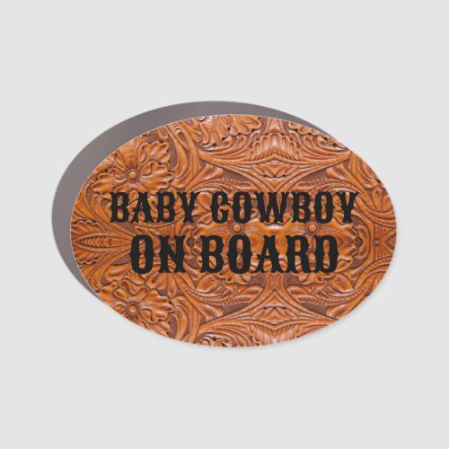 Rustic western country baby cowboy on board  car magnet