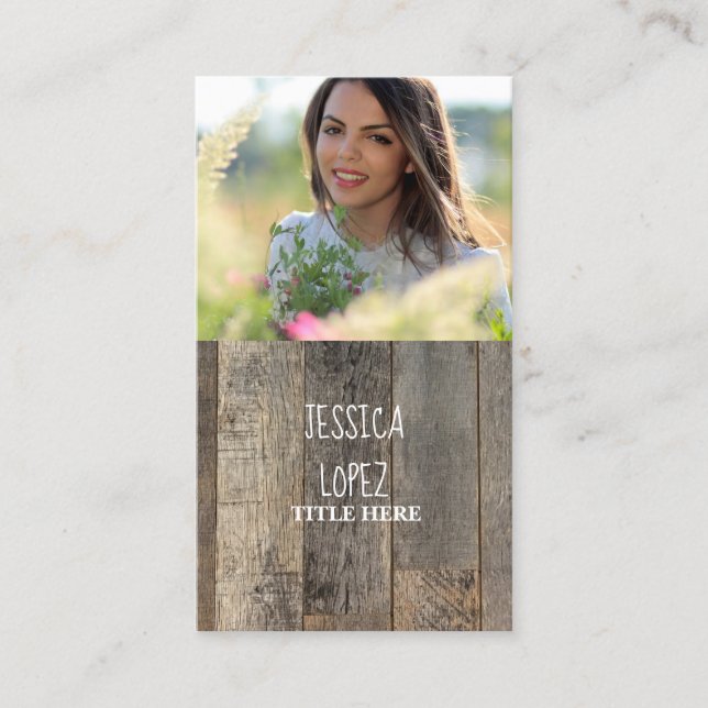 rustic western country barn wood photo business card (Front)