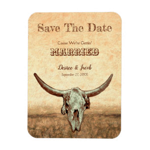 Rustic Western Country Beige Save The Date Magnet
