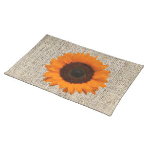 Rustic Western Country Burlap Sunflower Wedding Cloth Placemat