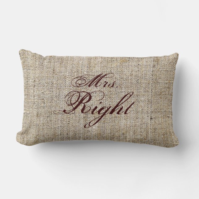 Rustic Western Country Burlap Sunflower Wedding Lumbar Pillow (Front)