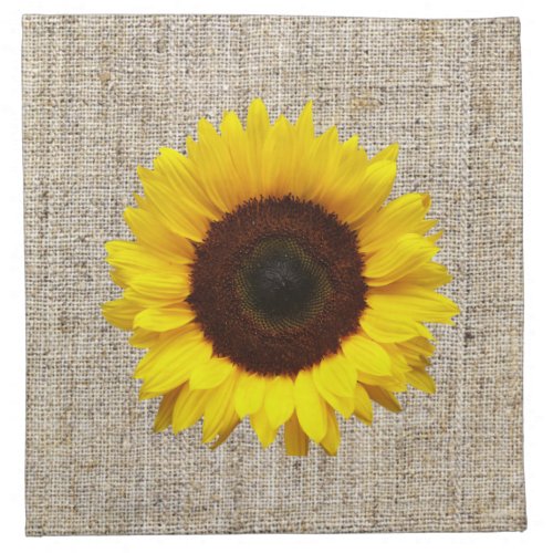 Rustic Western Country Burlap Sunflower Wedding Napkin