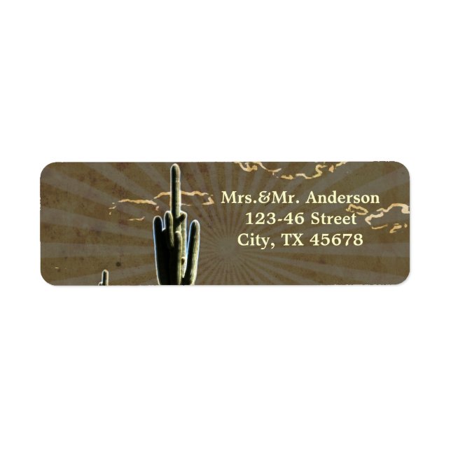 Rustic western country cactus wedding label (Front)