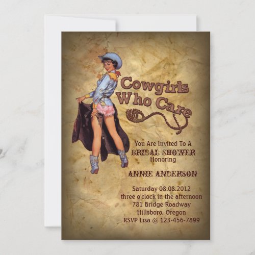 Rustic western country cowboy bachelorette party invitation