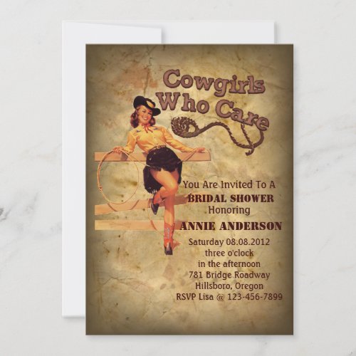 vintage Cowgirl country Bridal Shower Invitation