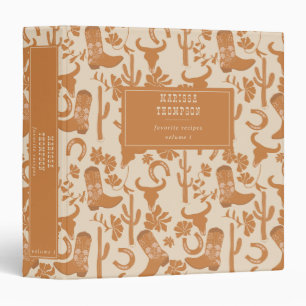 Rustic Western Country Cowboy Boots Recipe 3 Ring Binder