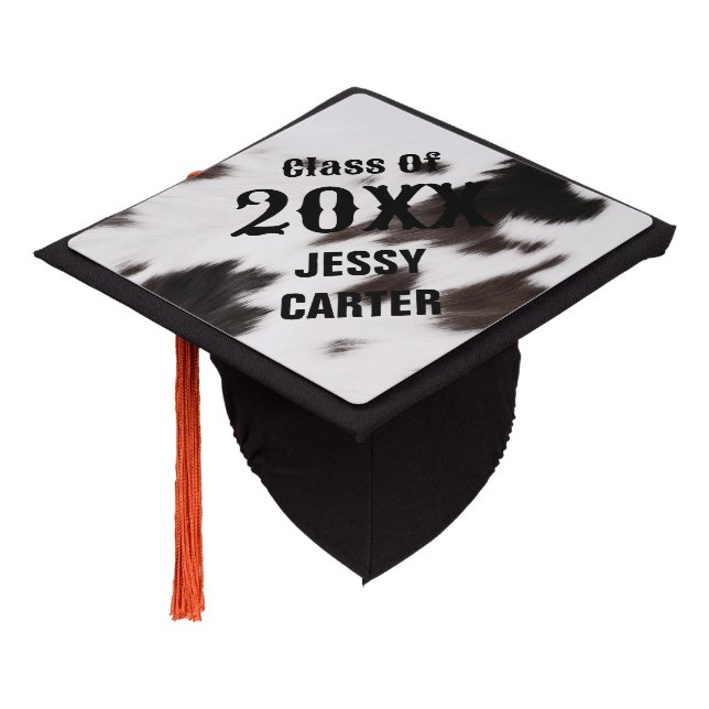 Rustic  Western Country Cowboy Print Personalized Graduation Cap Topper (Angled)