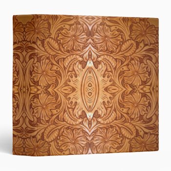Rustic Western Country Cowboy Tooled Leather 3 Ring Binder by WhenWestMeetEast at Zazzle