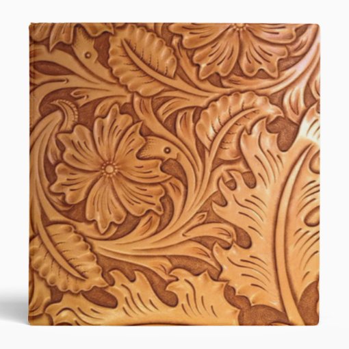 rustic western country cowboy tooled leather 3 ring binder | Zazzle