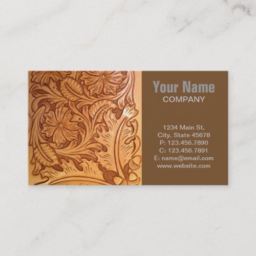 rustic western country cowboy tooled leather business card