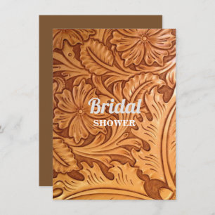 rustic western country cowboy tooled leather invitation