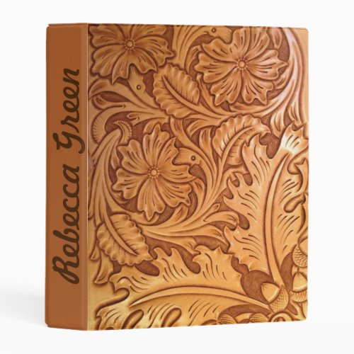 rustic western country cowboy tooled leather mini binder