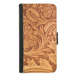rustic western country cowboy tooled leather samsung galaxy s5 wallet case