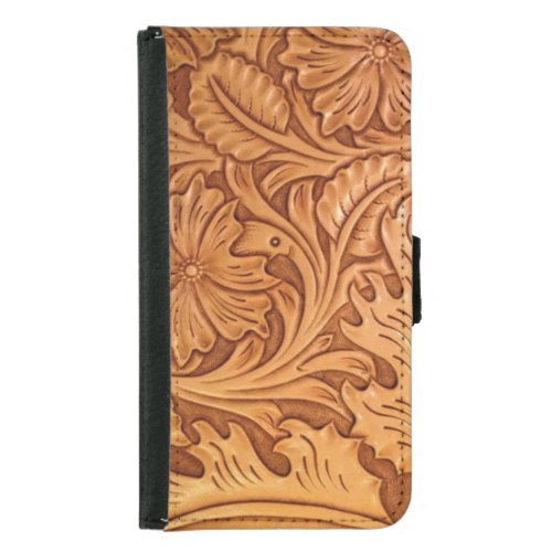 rustic western country cowboy tooled leather samsung galaxy s5 wallet case