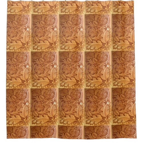 rustic western country cowboy tooled leather shower curtain