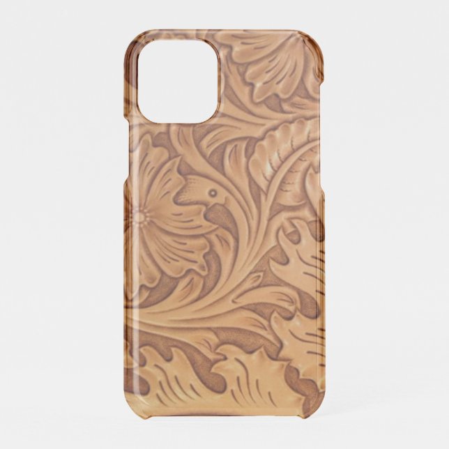 rustic western country cowboy tooled leather uncommon iPhone case (Back)