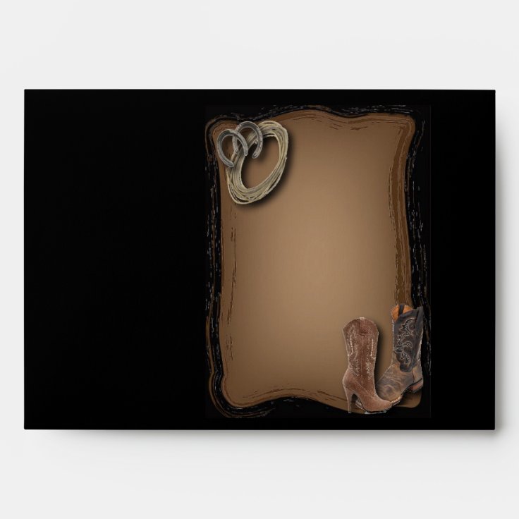 rustic western country cowboy wedding envelope | Zazzle