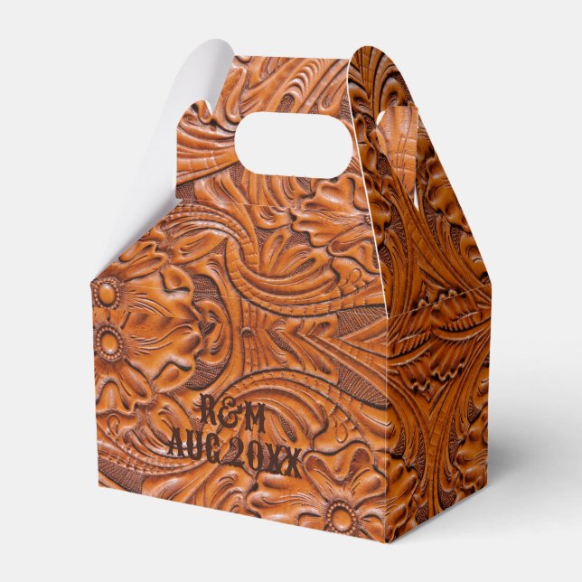 Rustic western country cowboy wedding favor boxes (Front Side)