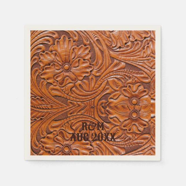 Rustic western country cowboy wedding favor napkins (Front)