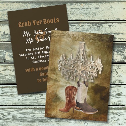 Country Cowboy Boots Western Wedding Invitation