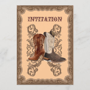 Rustic western country cowboy wedding invitation