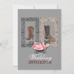 Rustic western country cowboy wedding invitation