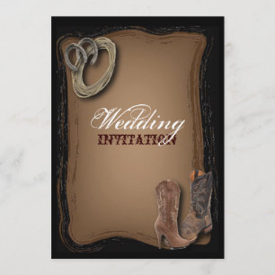 rustic western country cowboy wedding invitation