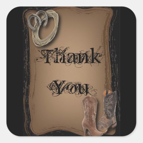 rustic western country cowboy wedding square sticker