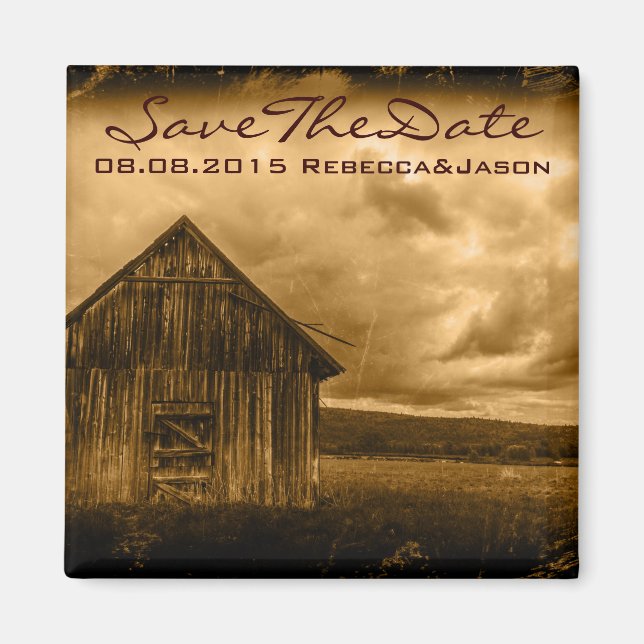 rustic western country farm old barn wedding magnet (Front)