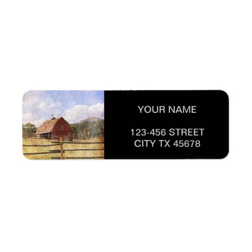 Rustic Western Country Farm Primitive Red Barn Label