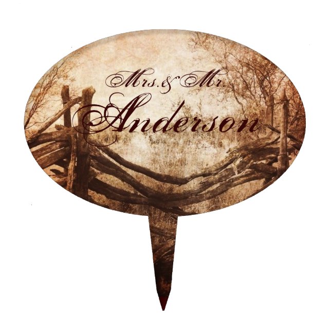 rustic western country farm wedding cake topper (Front)