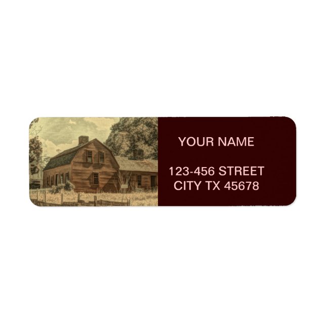 Rustic Western Country Farmhouse Chic Red Barn Label (Front)
