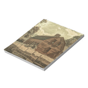 Rustic Western Country Farmhouse Chic Red Barn Notepad