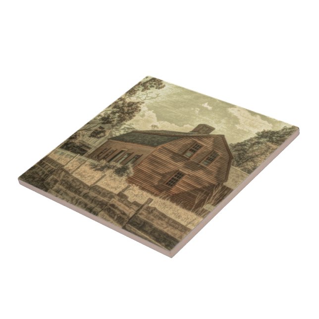 Rustic Western Country Farmhouse Chic Red Barn Tile (Side)