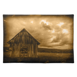 rustic western country farmhouse old barn cloth placemat